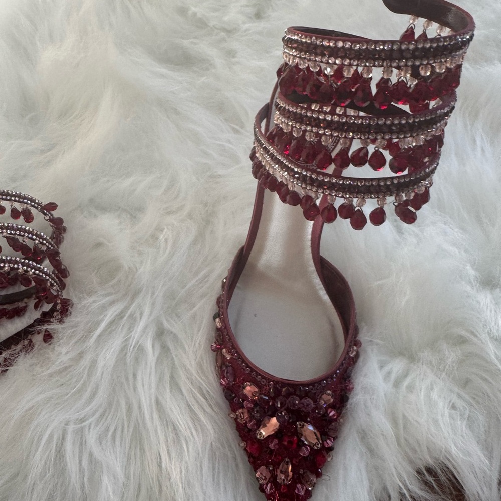 Rene Caovilla Red Embellished Heels - Picture 6 of 7